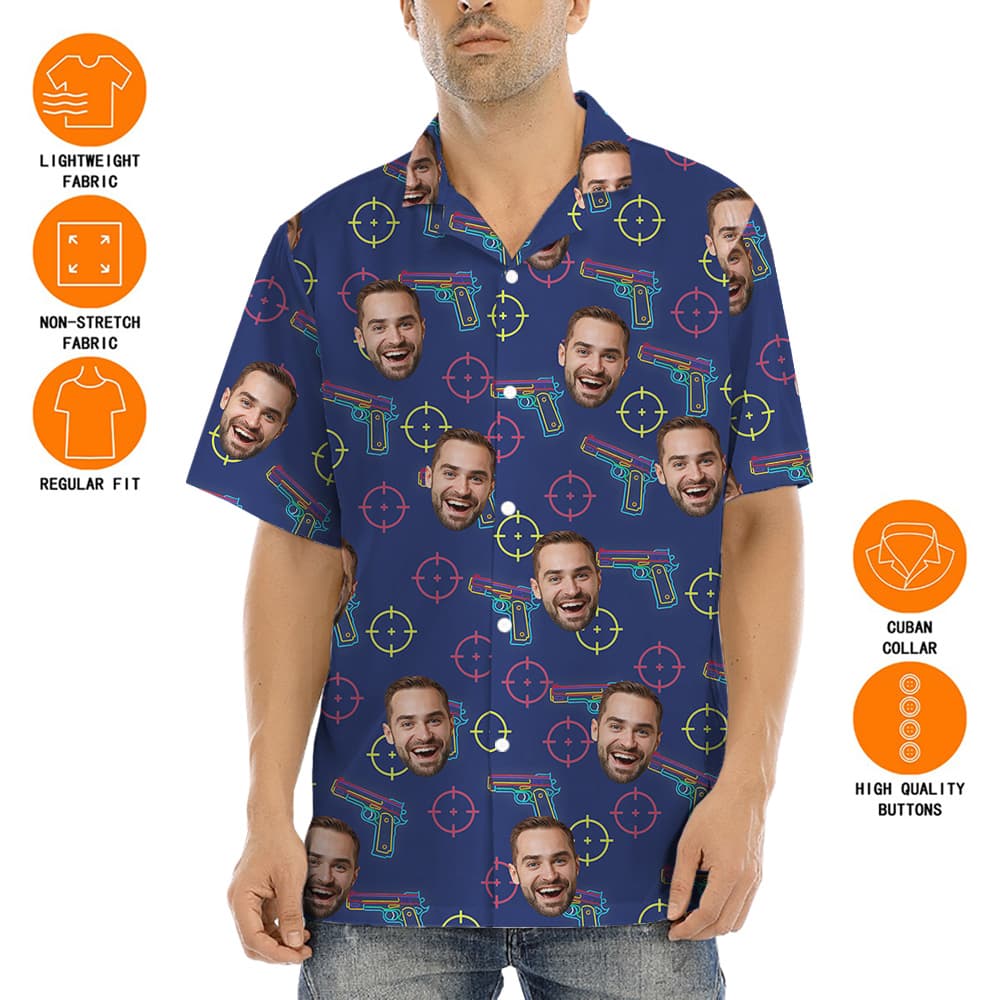Custom Face Tactical Gun Hawaiian Shirt