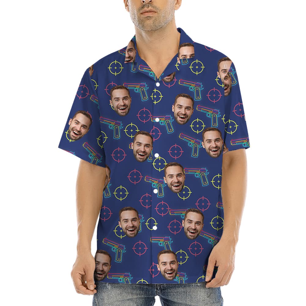 Custom Face Tactical Gun Hawaiian Shirt (5)
