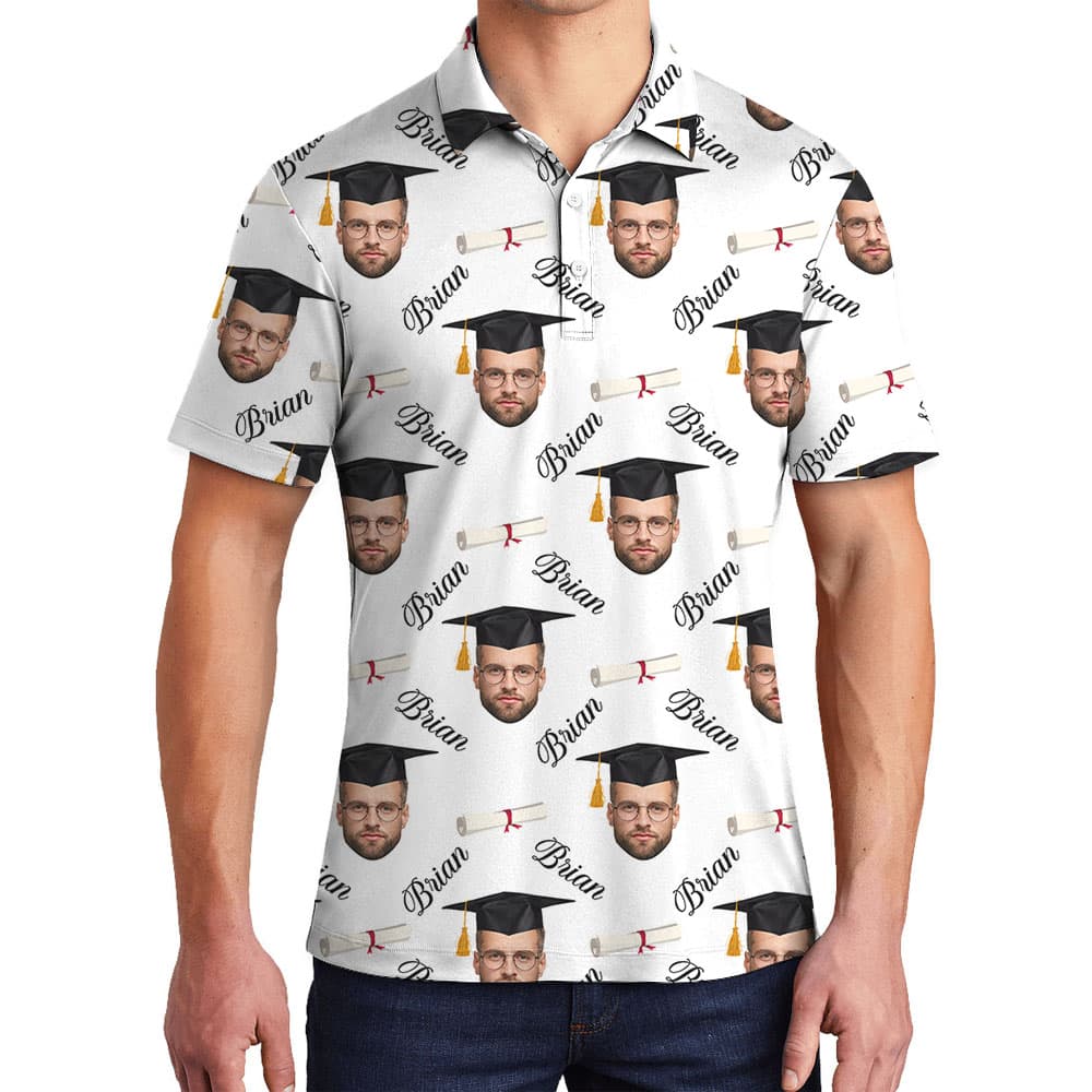 Custom Graduation Men's Collared Shirt With Faces And Names1