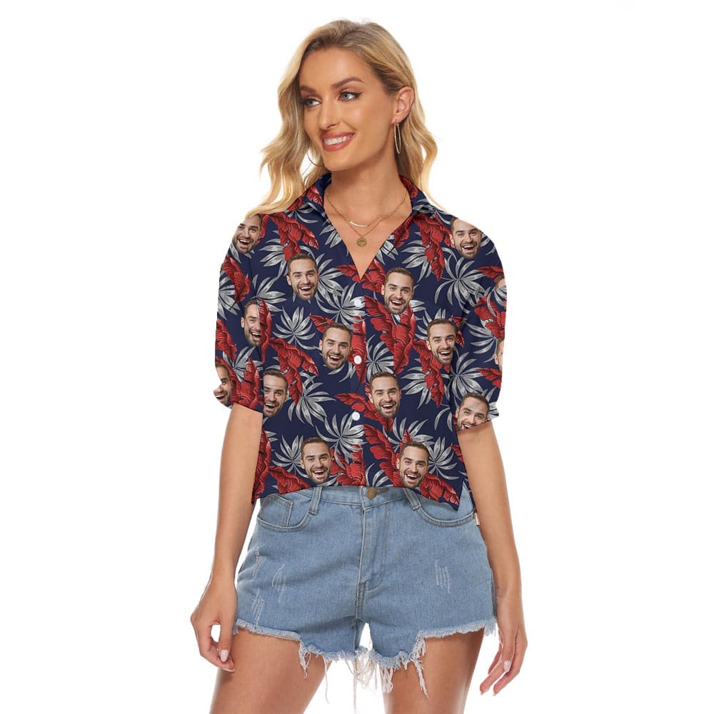 Custom Many Faces On Ladies Hawaiian Crop Top is perfect for summer trips with friends and family
