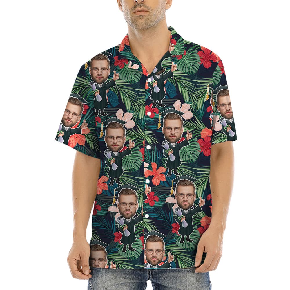 Custom Men's Face Graduation Hawaiian Shirt1