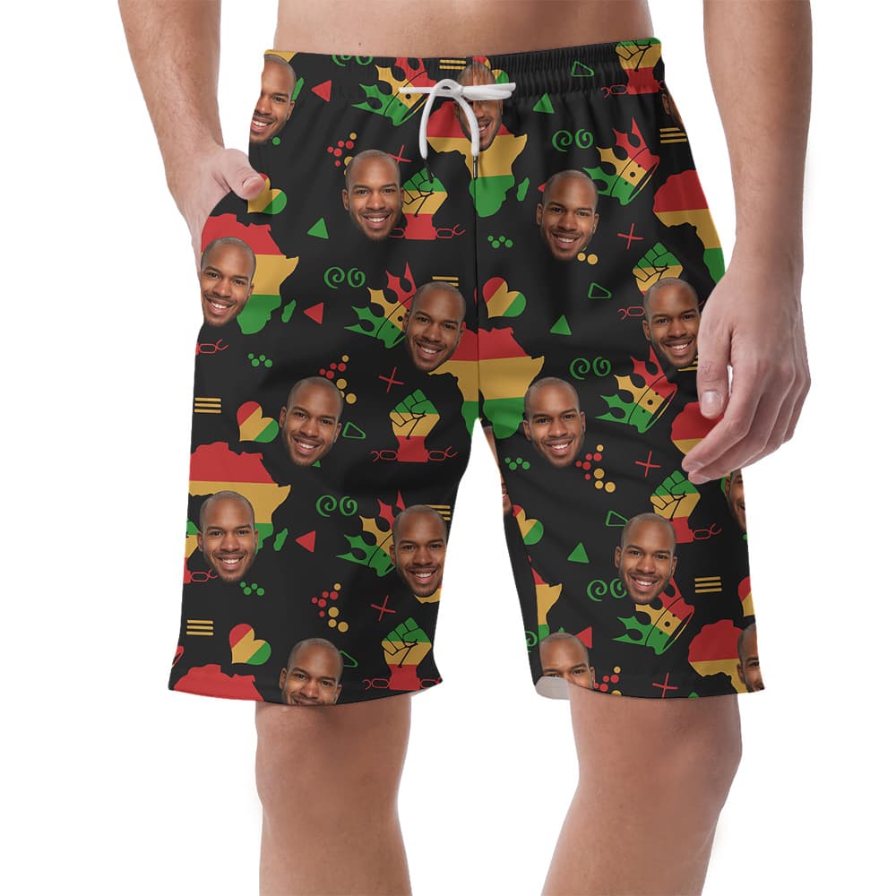 A Custom Face Men Short with Freedom Juneteenth Theme
