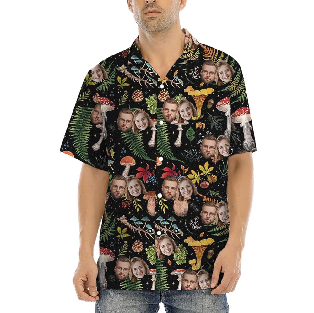 Custom Mushroom Hawaiian Shirt With 1-5 Faces1