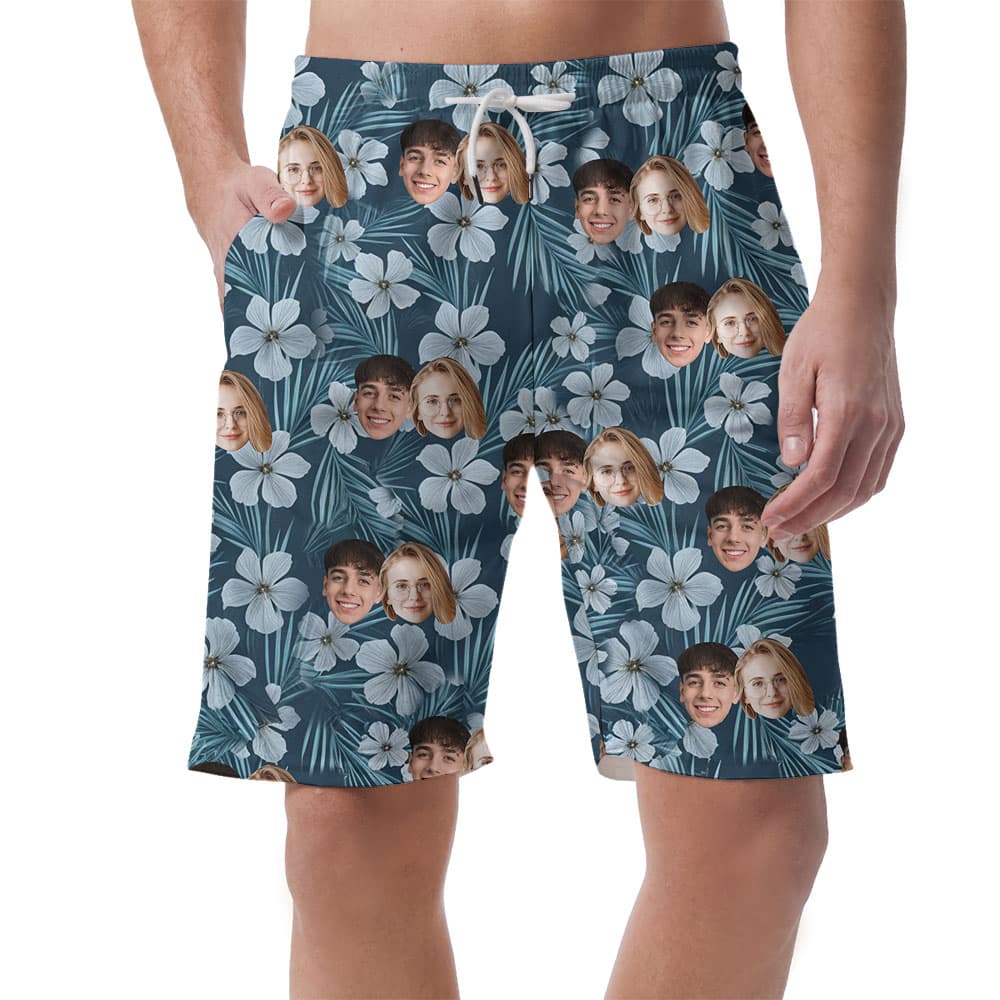 Custom Photo Men's Hawaiian Shorts with 1-5 Faces4