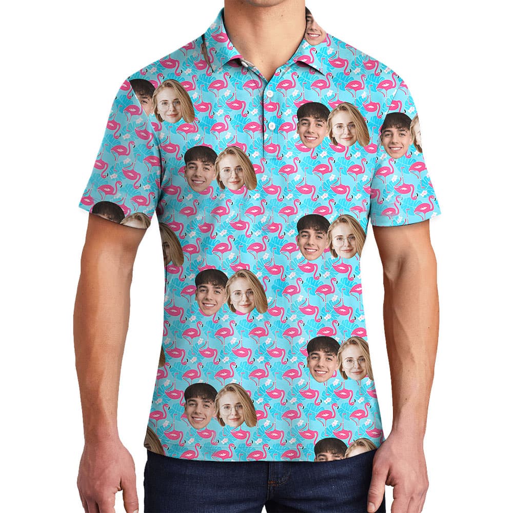 Custom Picture Flamingo Men's Collared Shirt1