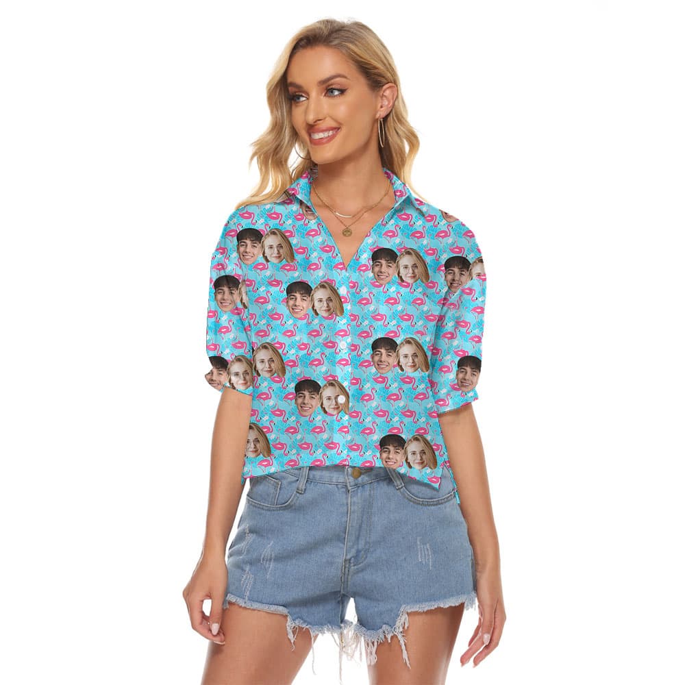 Custom Picture Flamingo Women's Blouses1