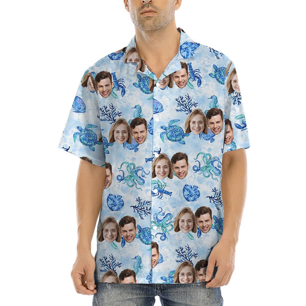 Custom Sea Life Hawaiian Shirt With 1-5 Faces