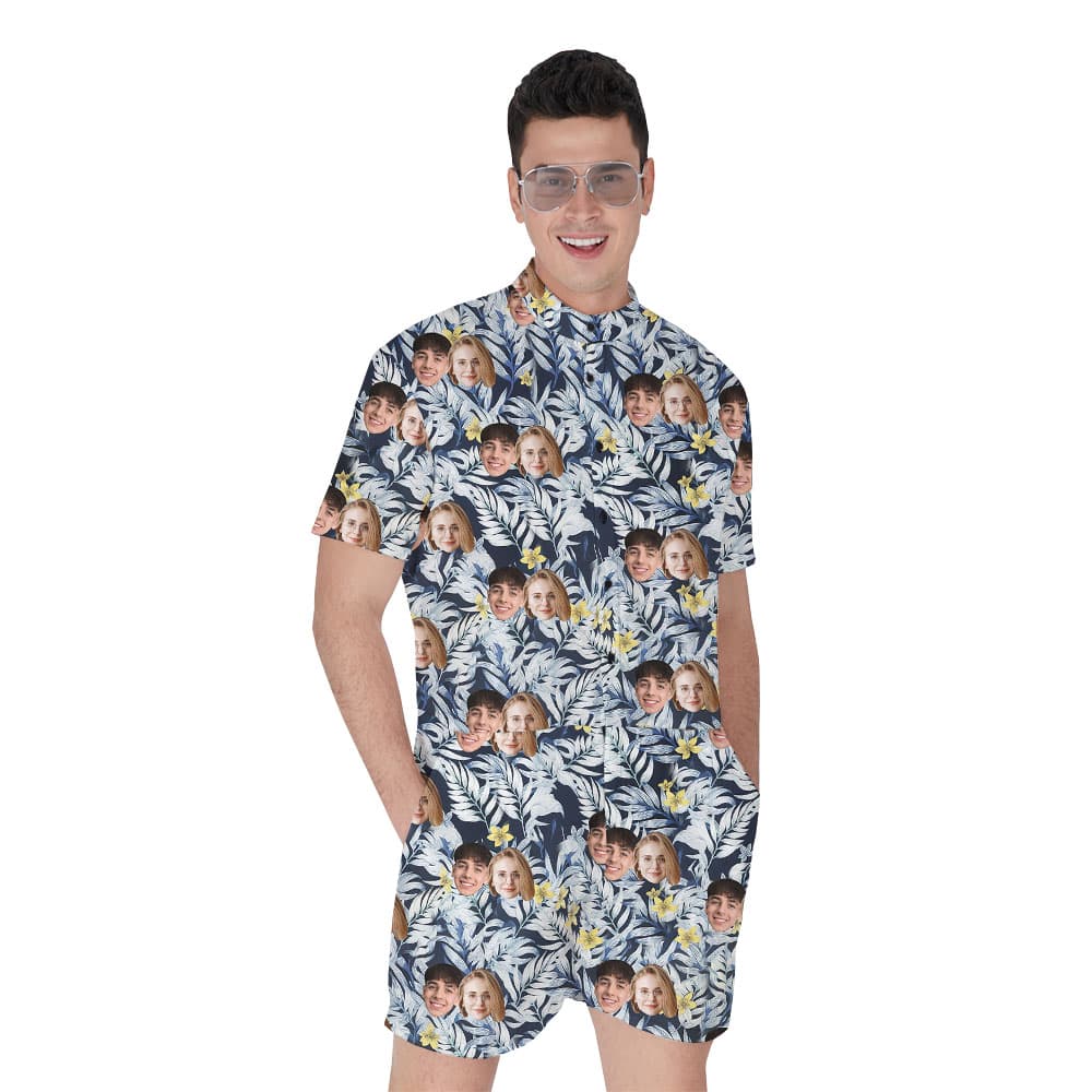 Custom Tropical And 1-5 Faces Men's Romper1