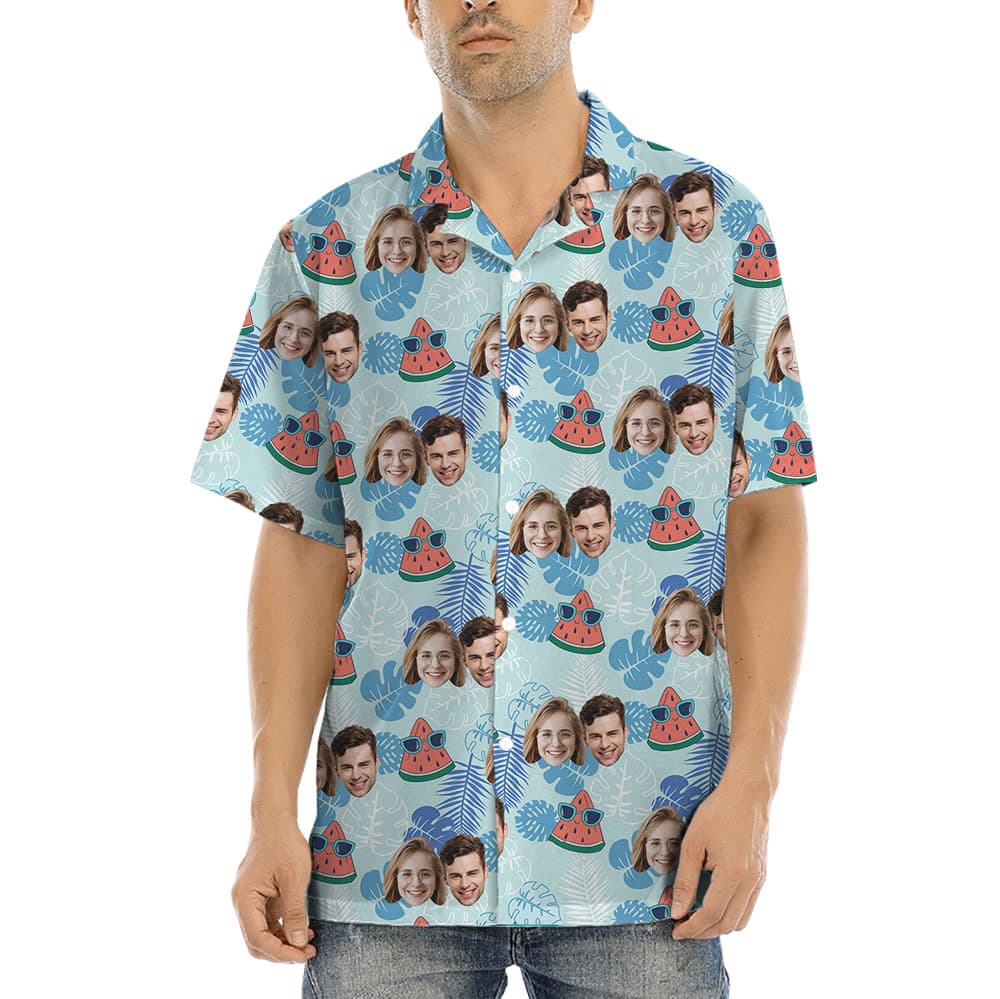 Custom Up To 5 Faces Watermelon Hawaiian Shirt