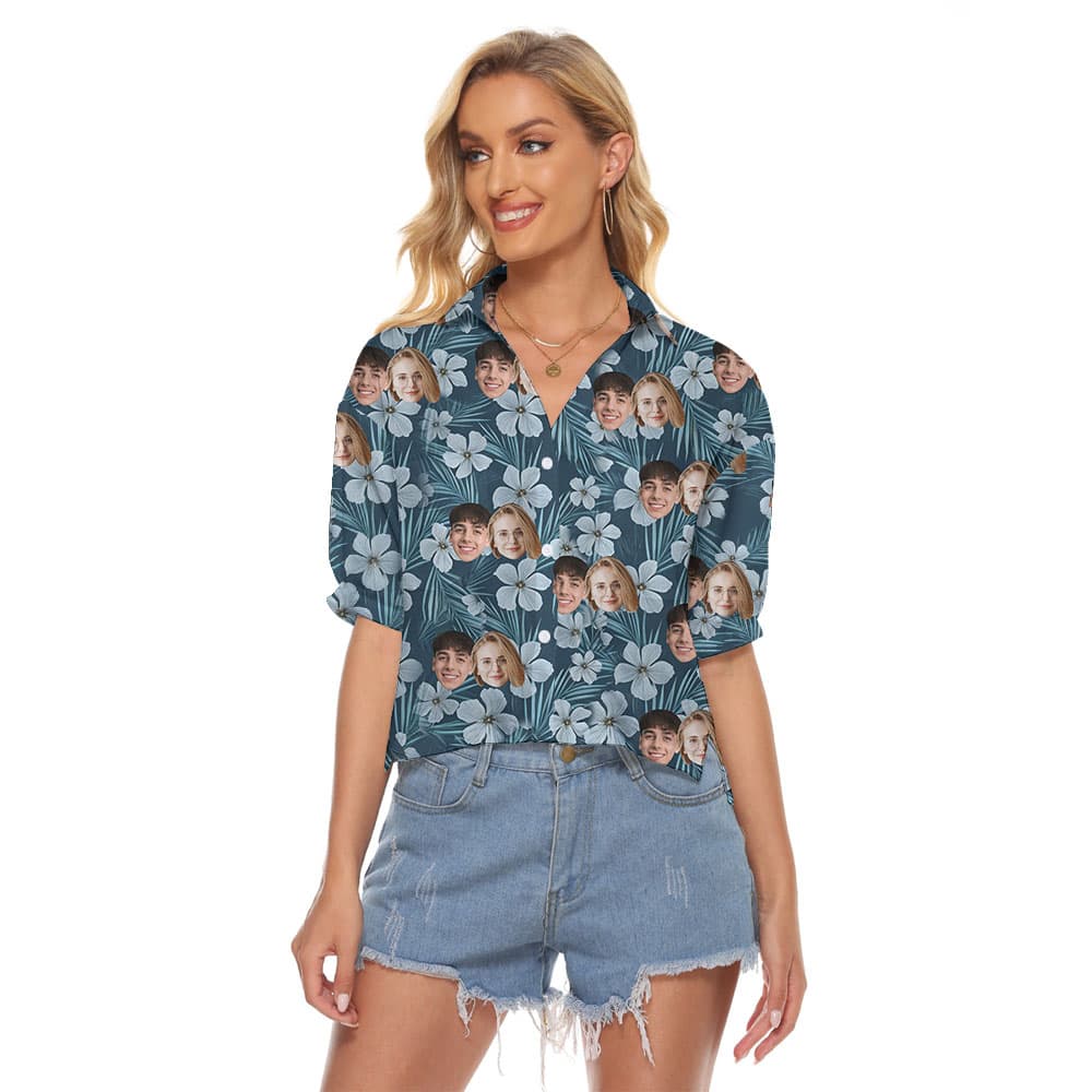 Customize 5 Faces On Women's Hawaiian Shirt1