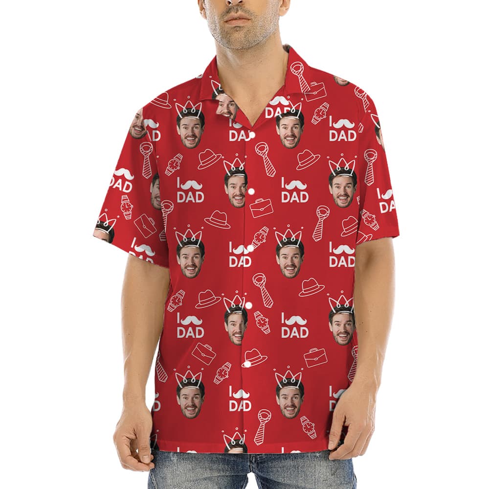 Father’s Day Gift Ideas Custom Face Red Hawaiian Shirt (2)