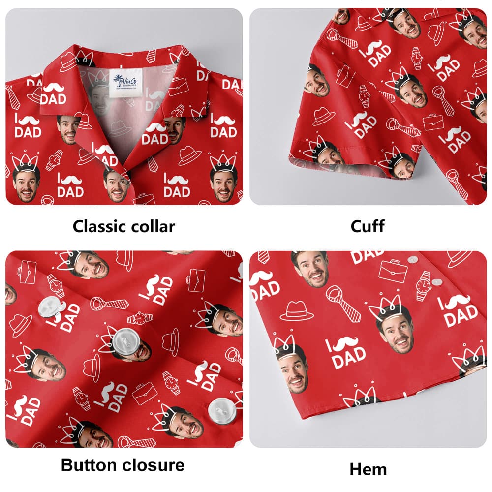 Father's Day Gift Ideas Custom Face Red Hawaiian Shirt