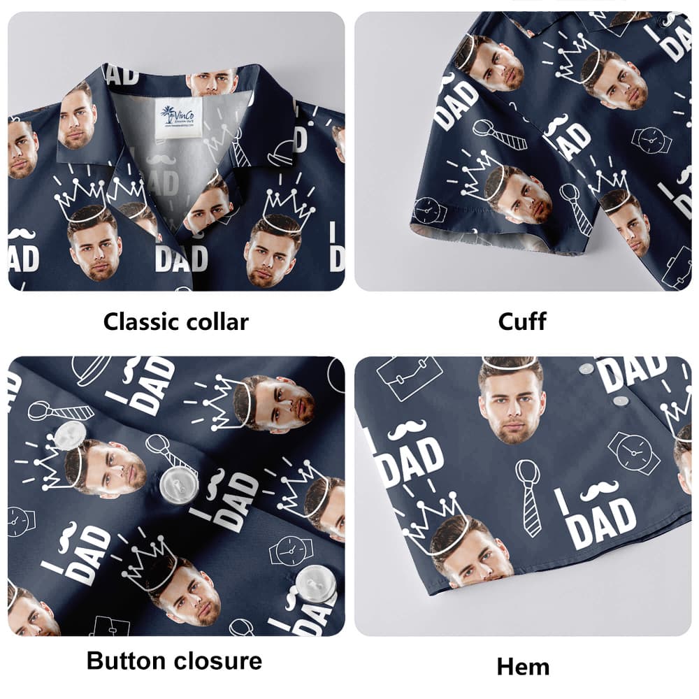 Father's Day Gift Ideas Navy Hawaiian Shirt With Custom Face
