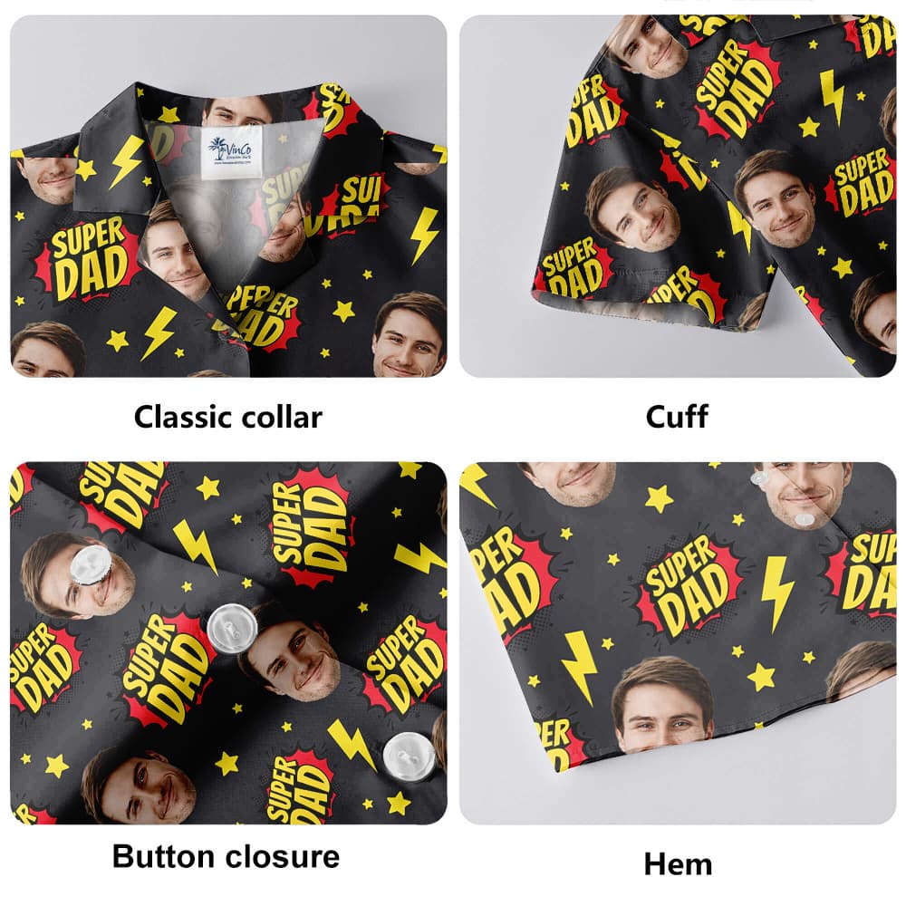 Father's Day Gift Super Dad Custom Face Hawaiian Shirt