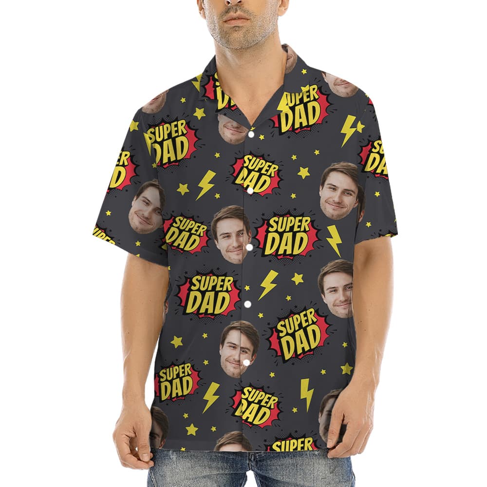 Father’s Day Gift Super Dad Custom Face Hawaiian Shirt (3)