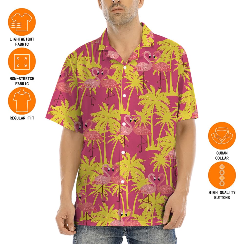 Flamingo Hawaiian Short Sleeves Shirts For Men2