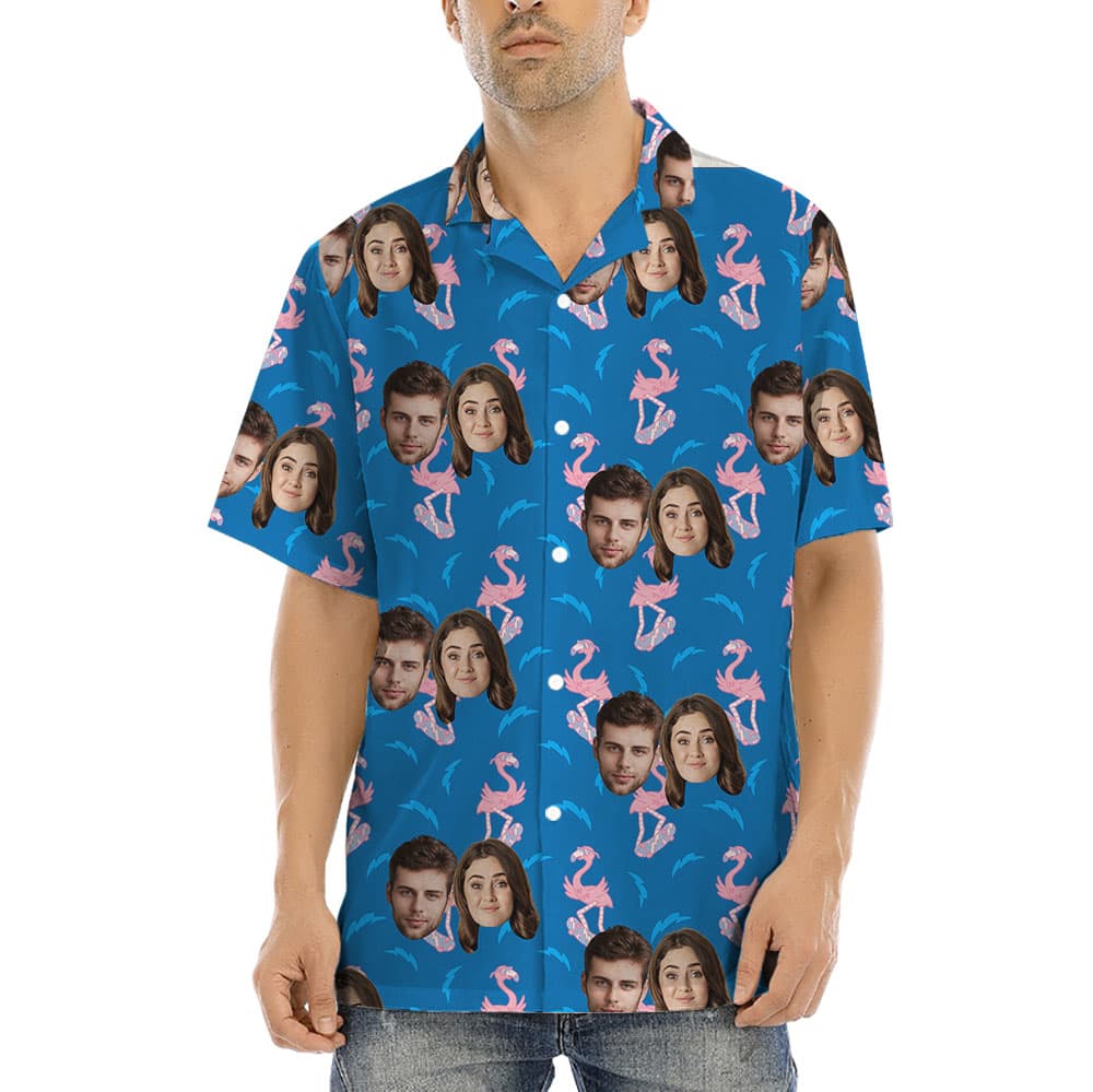 Flamingo Personalized Hawaiian Shirt With 1-5 Faces