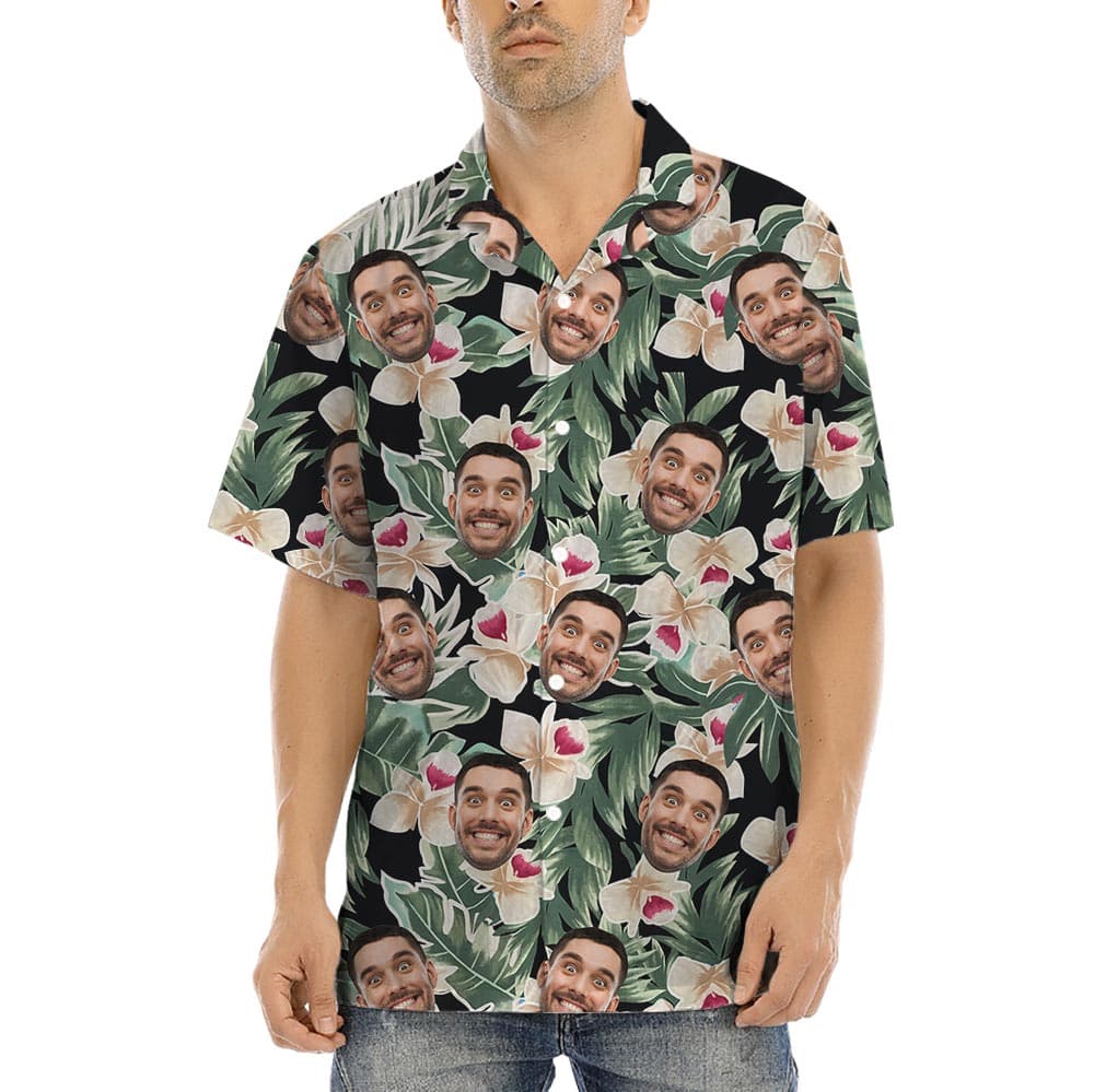 Floral Men's Custom Shirt With Different Faces allows you to put your faces all over the print