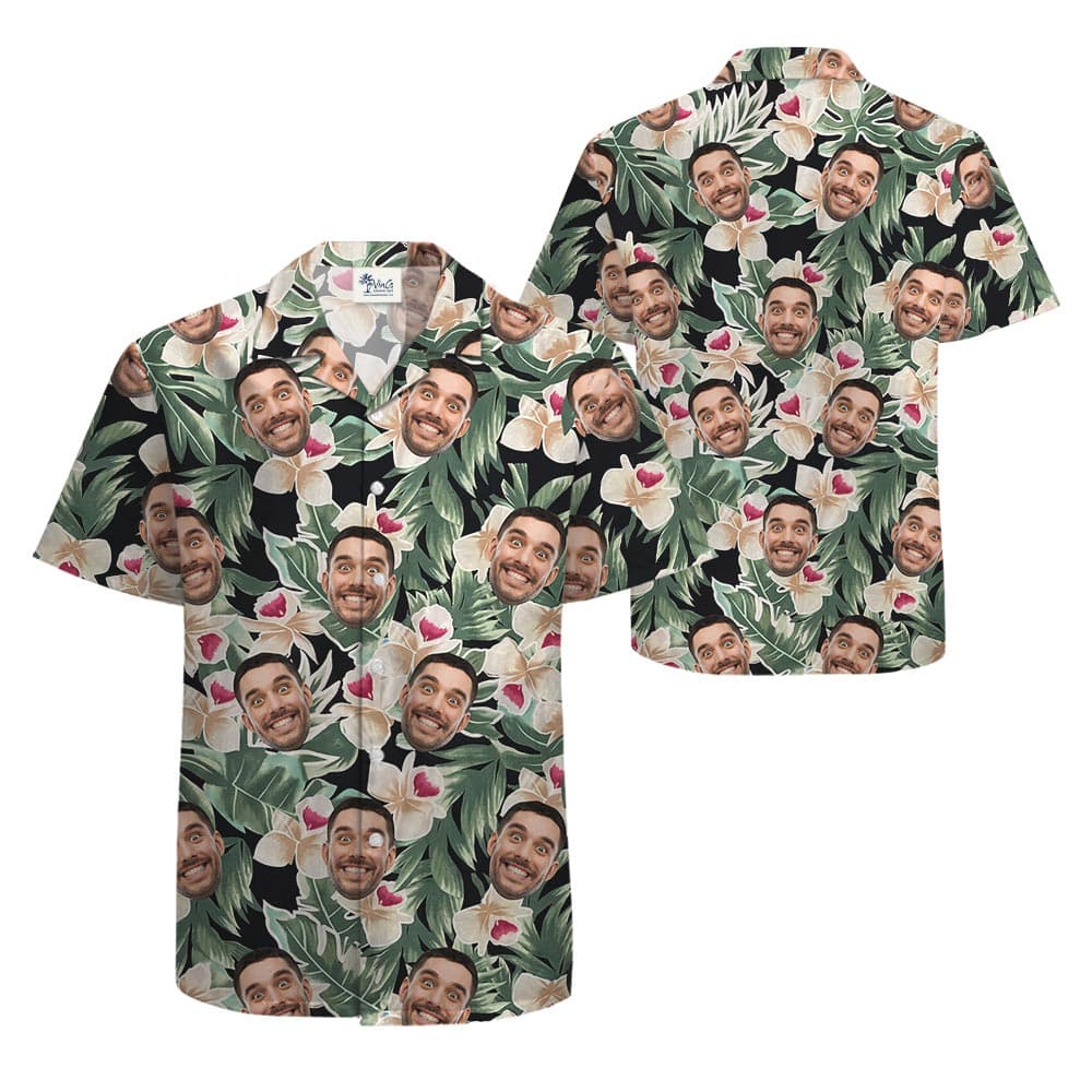 Floral Men's Custom Shirt With Different Faces