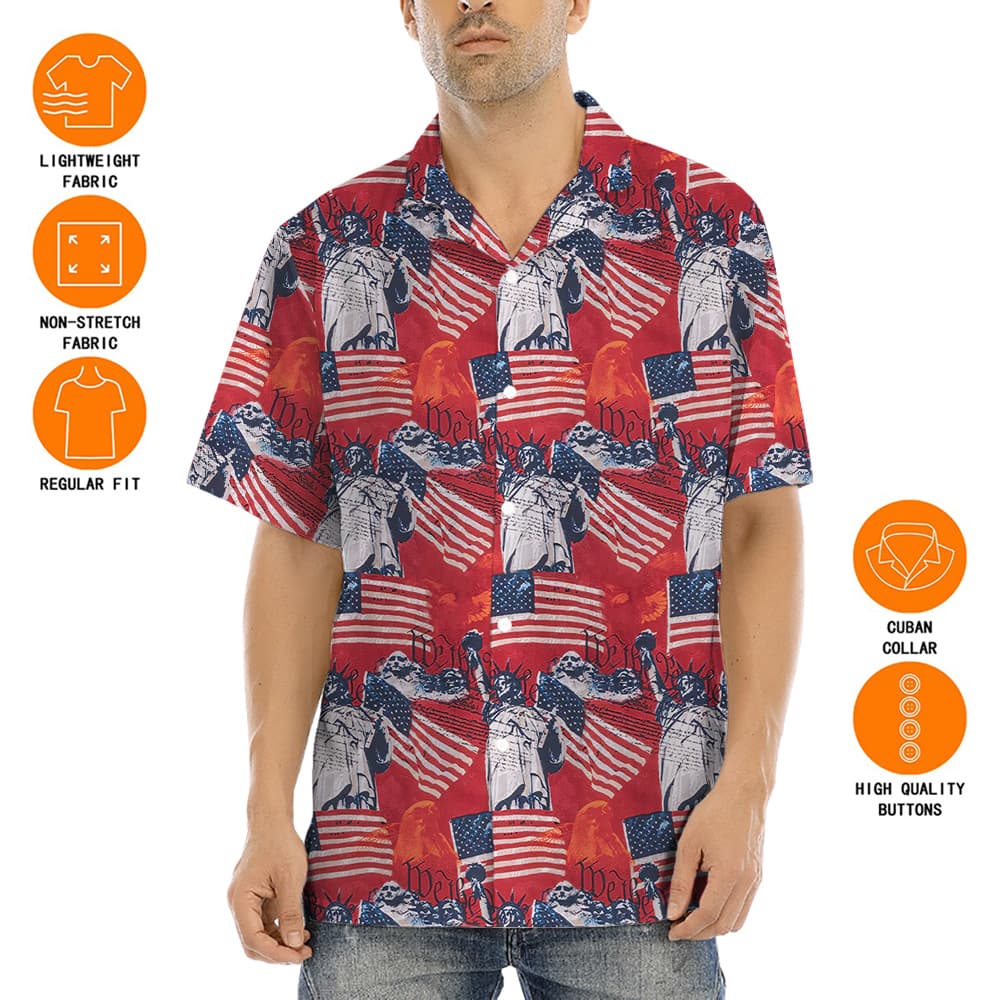 Freedom Patriotic Red Hawaiian Shirt