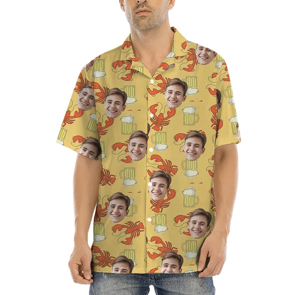 Funny Beer Shrimp Hawaiian Shirt With Face1
