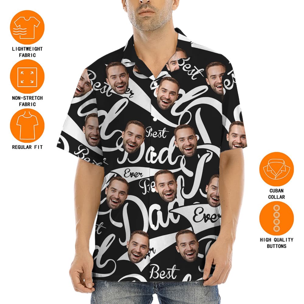 Funny Custom Face Best Dad Ever Hawaiian Button Up Shirt