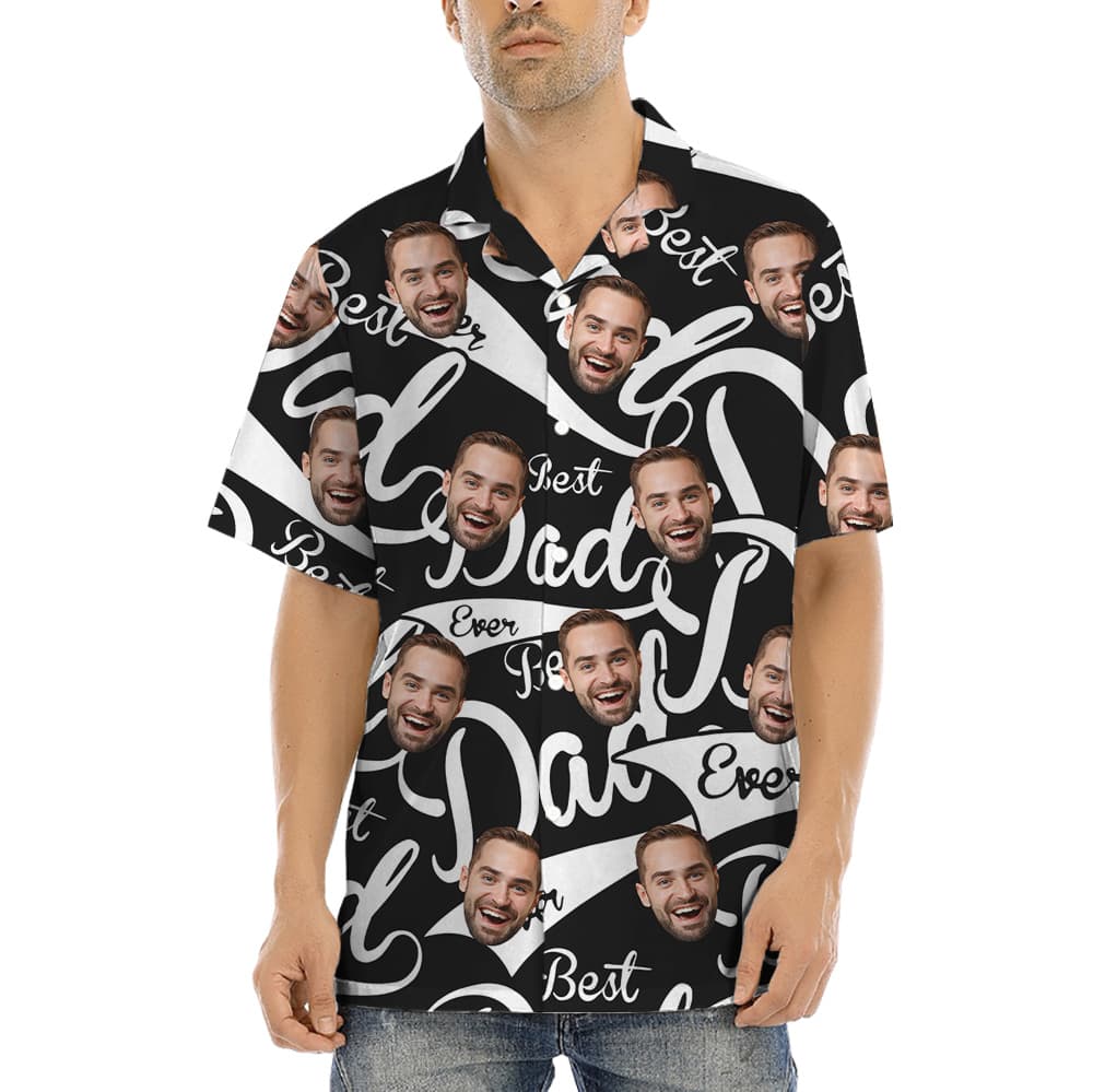 Funny Custom Face Best Dad Ever Hawaiian Button Up Shirt (2)