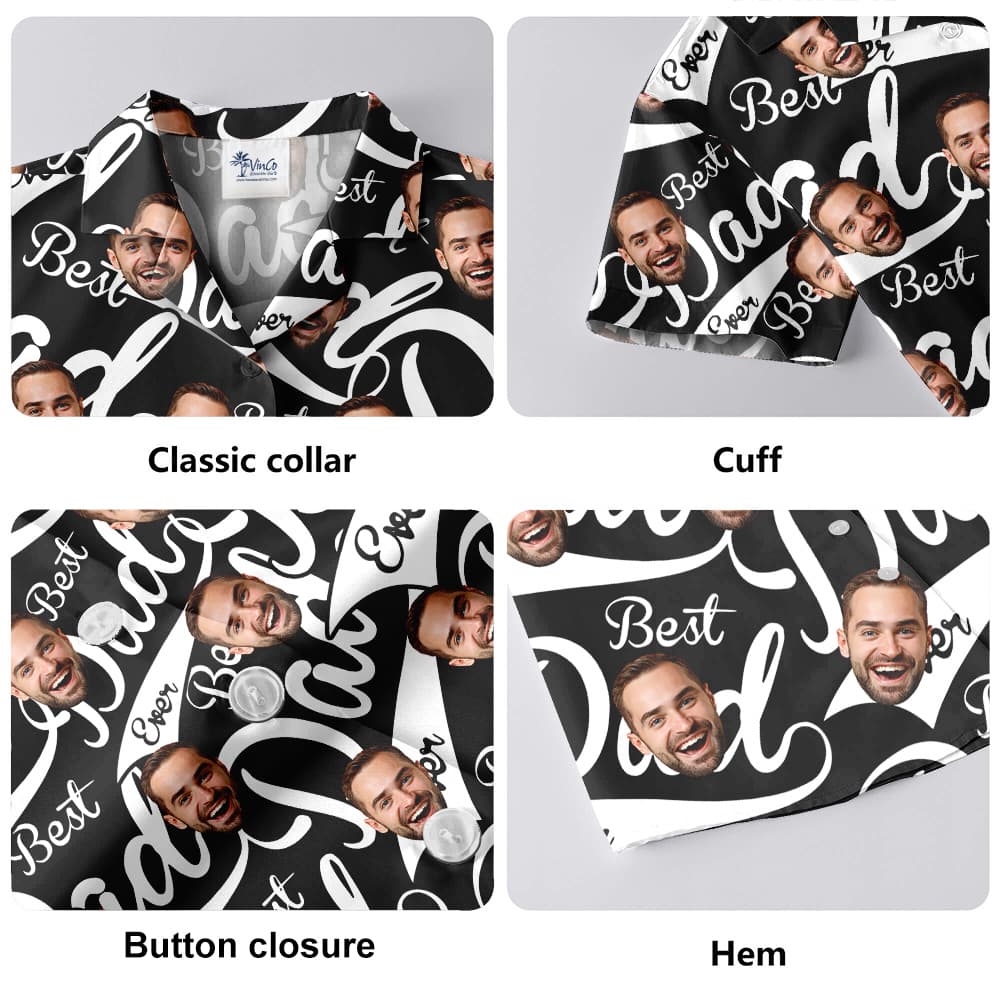 Funny Custom Face Best Dad Ever Hawaiian Button Up Shirt