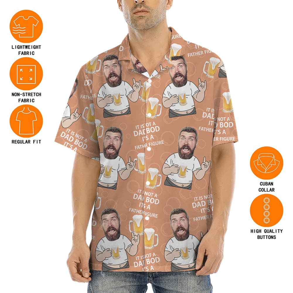 Funny Custom Face Dad Drinking Beer Hawaiian Shirt
