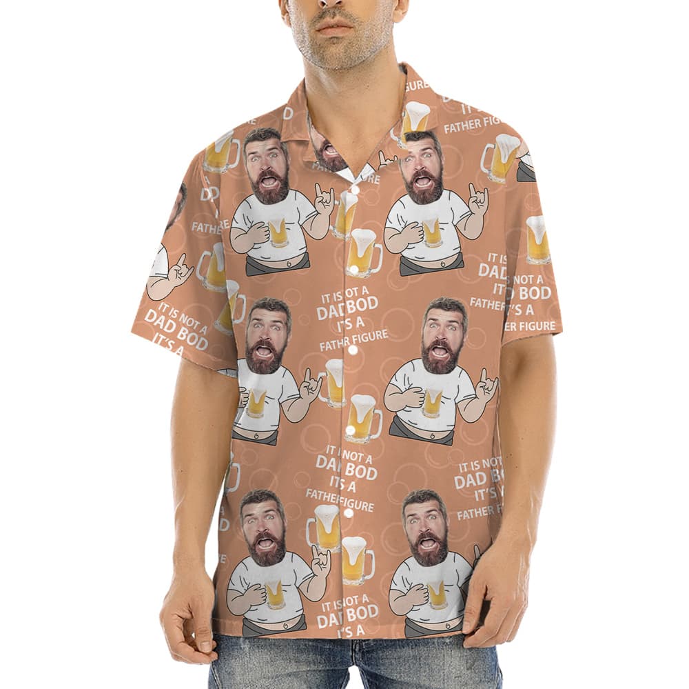 Funny Custom Face Dad Drinking Beer Hawaiian Shirt (2)