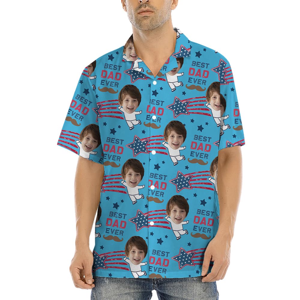 Funny Custom Kids Face Best Dad Ever Hawaiian Shirt (7)
