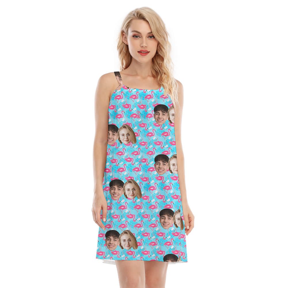 Funny Flamingo 2 Faces Cami Dress For Ladies1