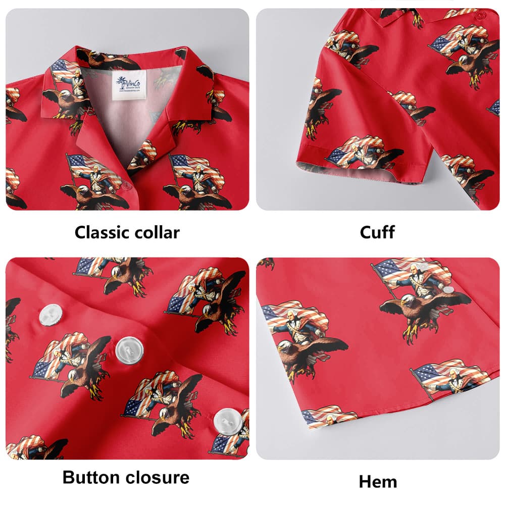 George Washington Riding Eagle American Flag Red Shirt