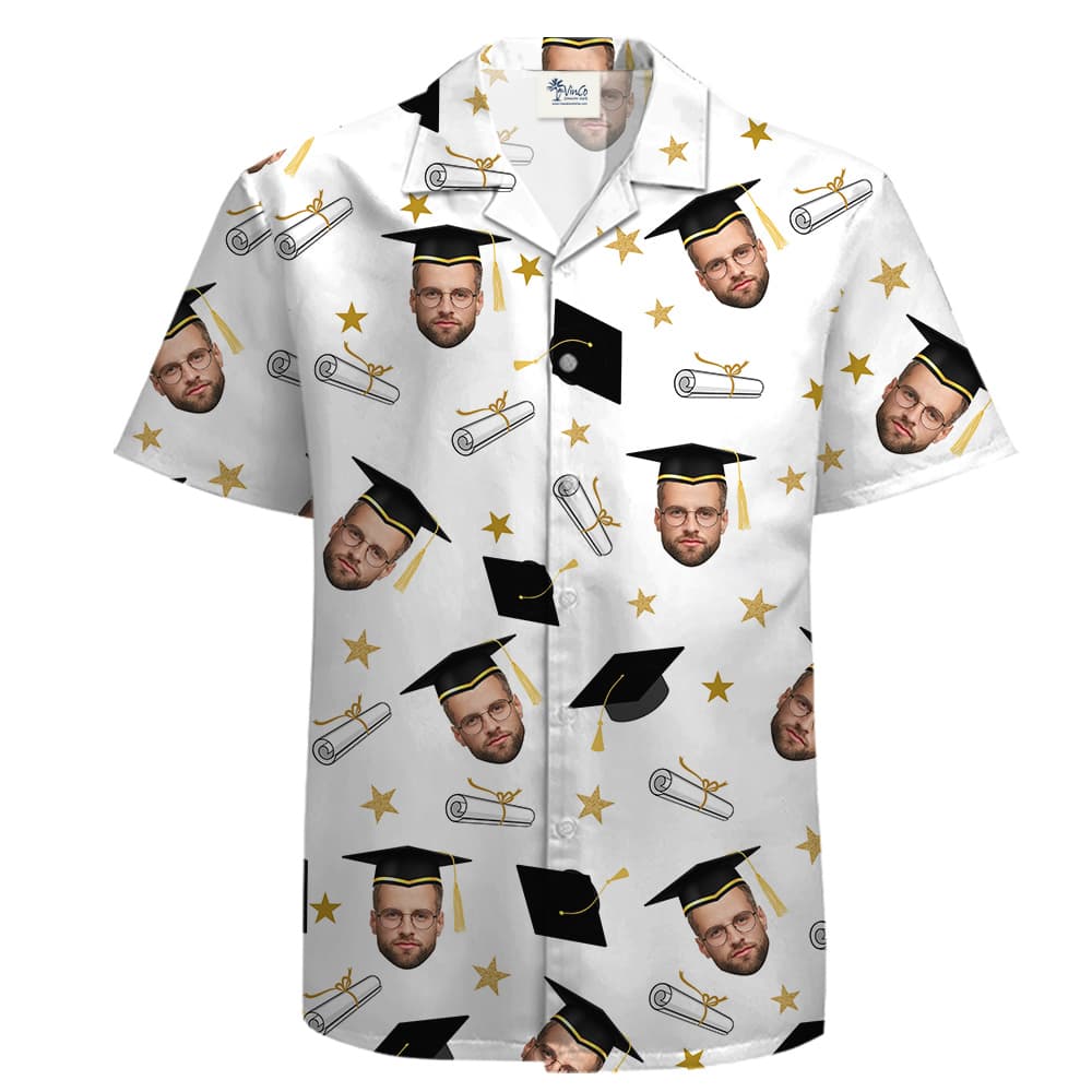 A Button Up Shirt for Men with Custom Face for Graduation