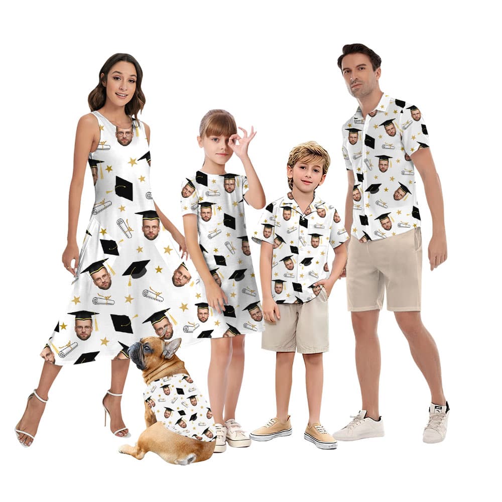 Graduation Matching Hawaiian Shirt And Dress With Faces9