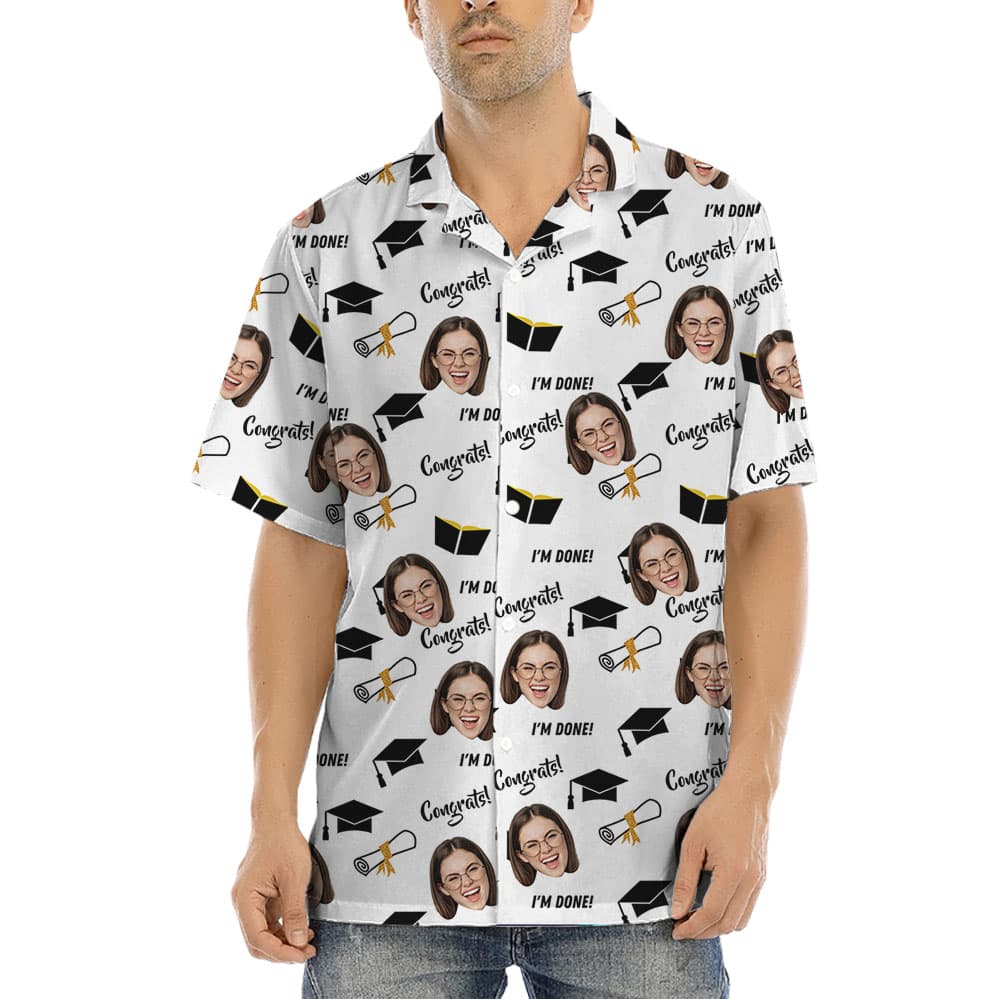 Graduation Themed Hawaiian Shirt With Up To 5 Faces1