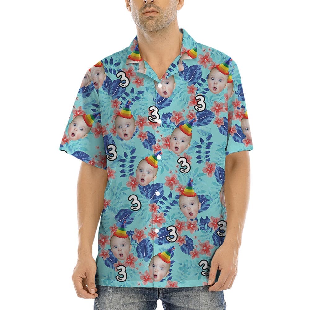Happy Birthday Funny Hawaiian Shirts With Custom Face is perfect for birthday party or birthday gift for your beloved ones