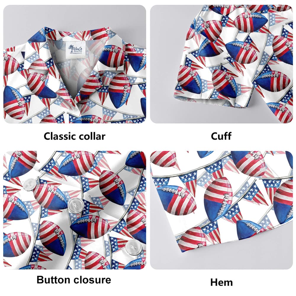 Happy Independence Day Football American Flag Hawaiian Shirt