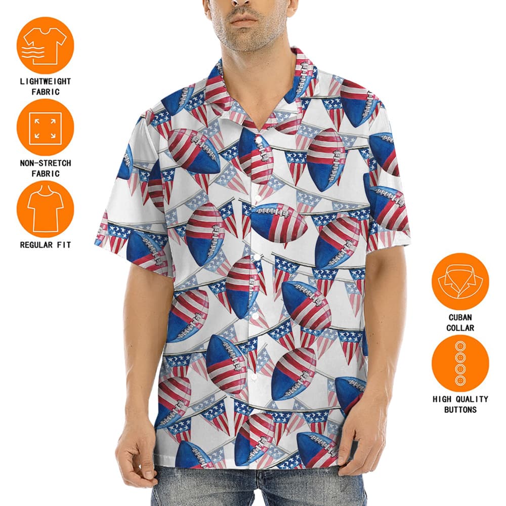 Happy Independence Day Football American Flag Hawaiian Shirt