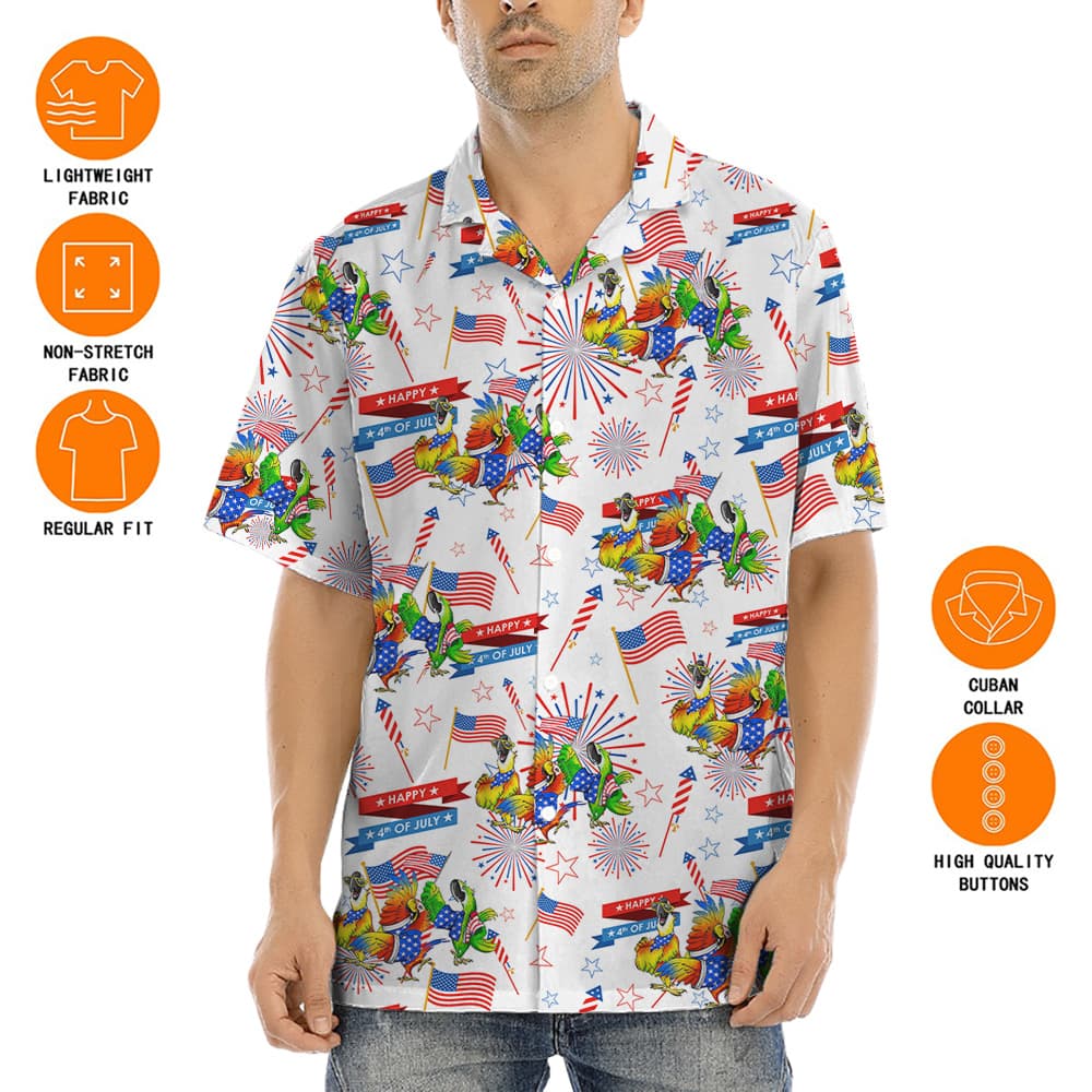 Happy Independence Day Parrot Hawaiian Shirt