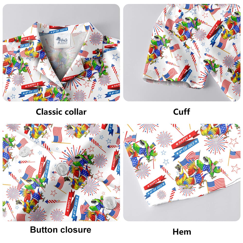 Happy Independence Day Parrot Hawaiian Shirt