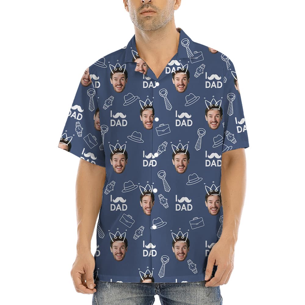 I Love Dad Custom Face Navy Hawaiian Shirt (8)