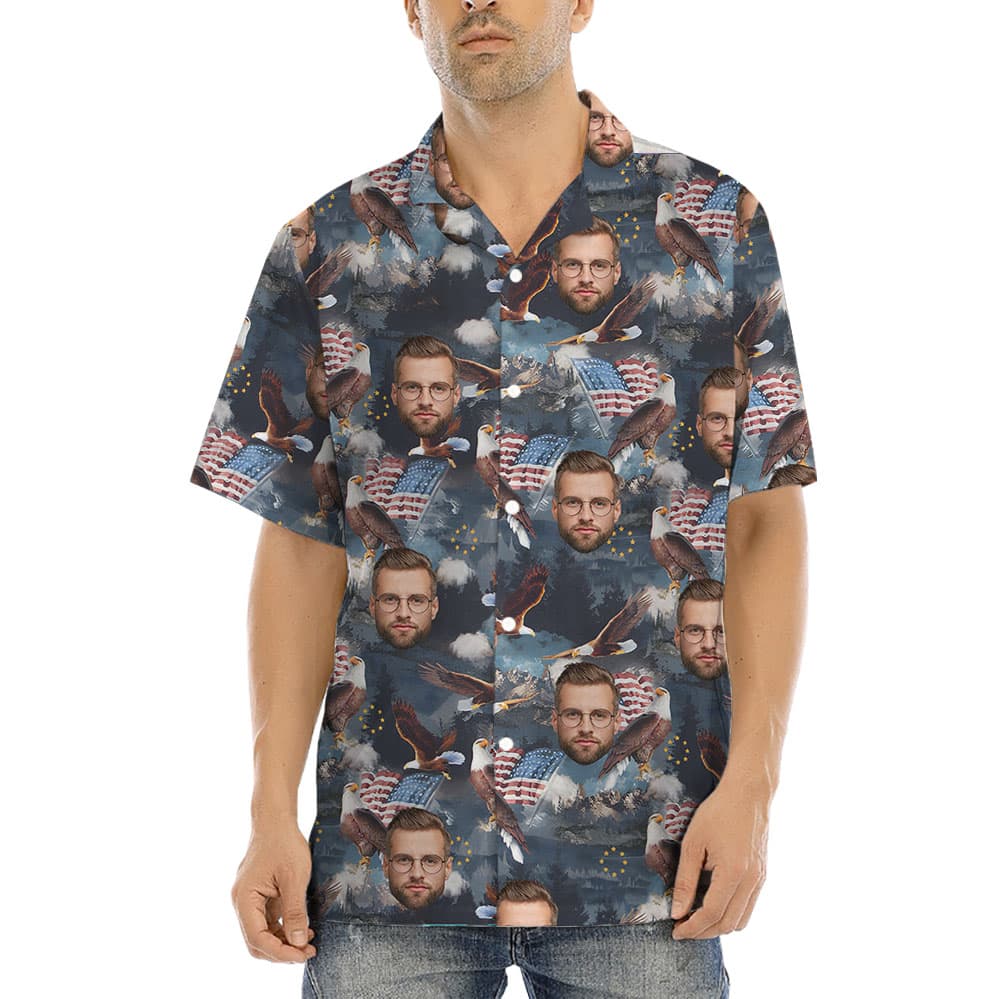 Independence Day Men's Hawaiian Shirt With 1-5 Faces1