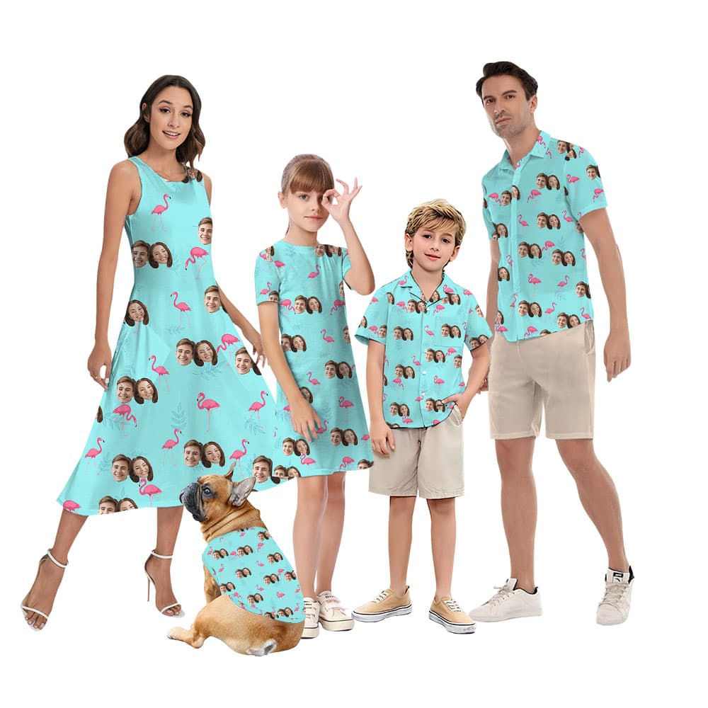 Matching Family Flamingo Hawaiian Outfit With Faces6