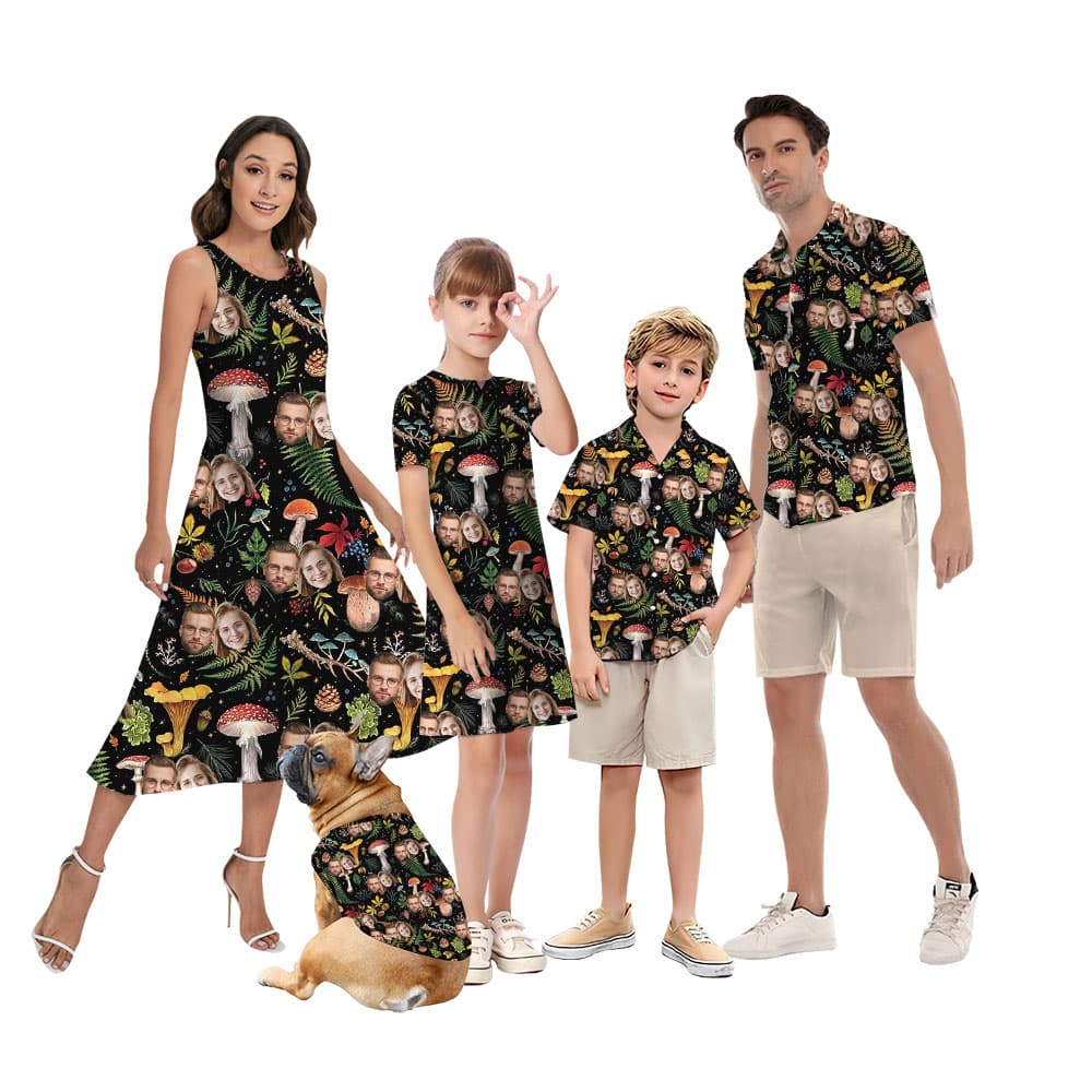Mushroom Matching Family Shirt And Dress With 1-5 Faces6