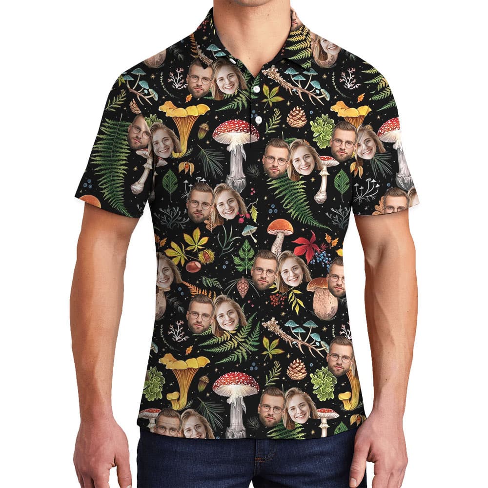 Mushroom Men's Polo Shirt With Up To 5 Faces1