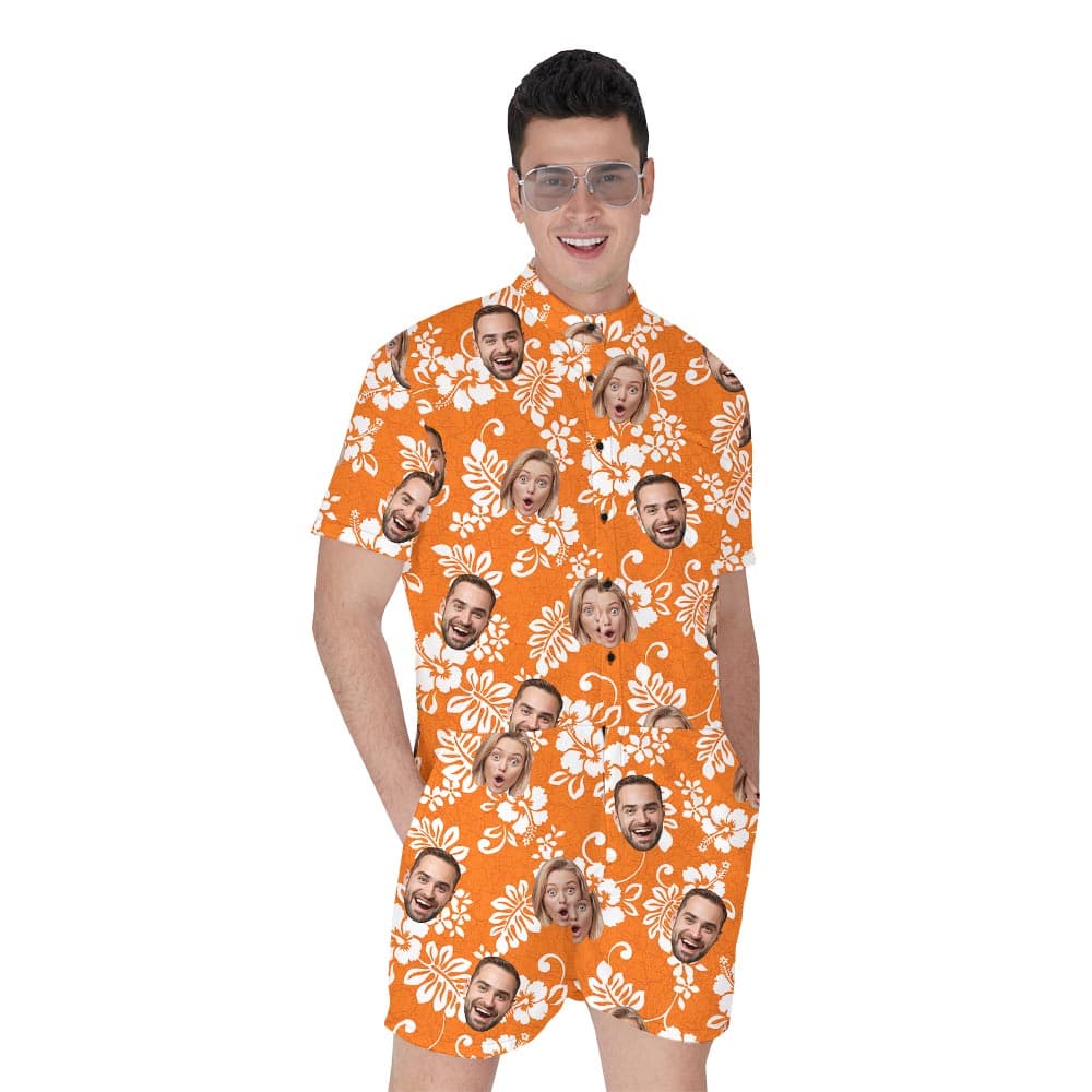Orange Personalized Male Romper With Custom Logo