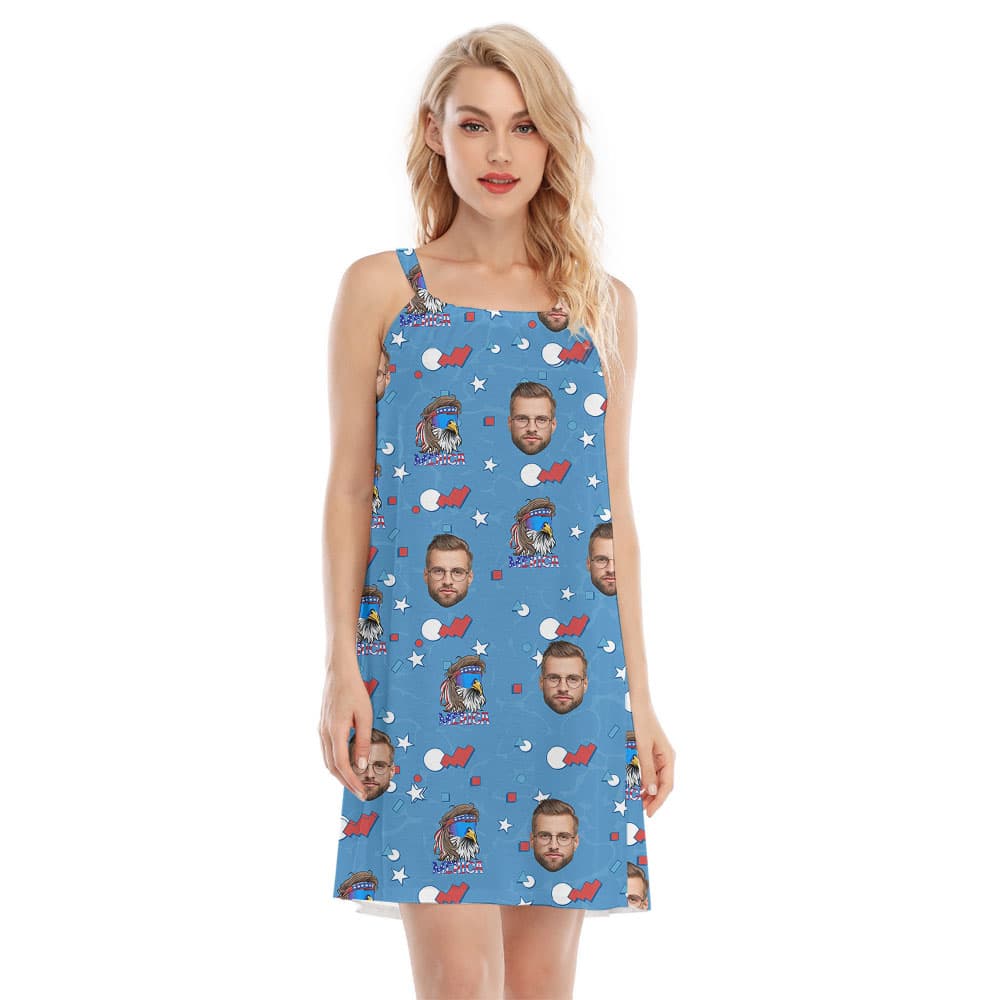 Patriotic Women's Cami Dress With 1-5 Faces1