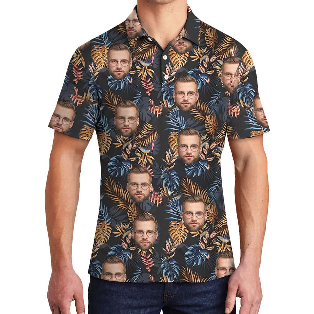 Personalized 1-4 Photos On Men's Polo Golf Shirt1