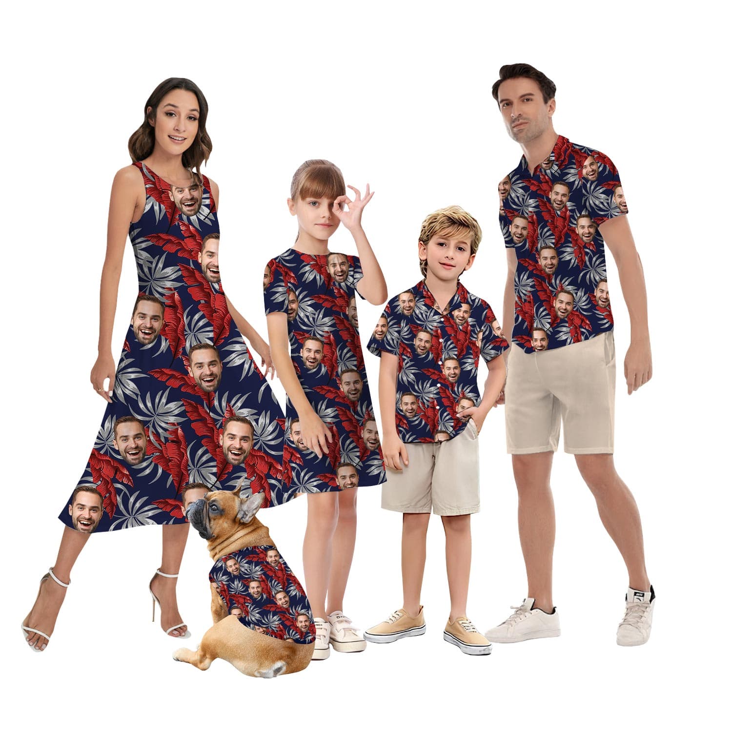 Personalized Family Matching Hawaiian Outfits With Custom Photo has a beautiful Hawaiian print with unique custom face option